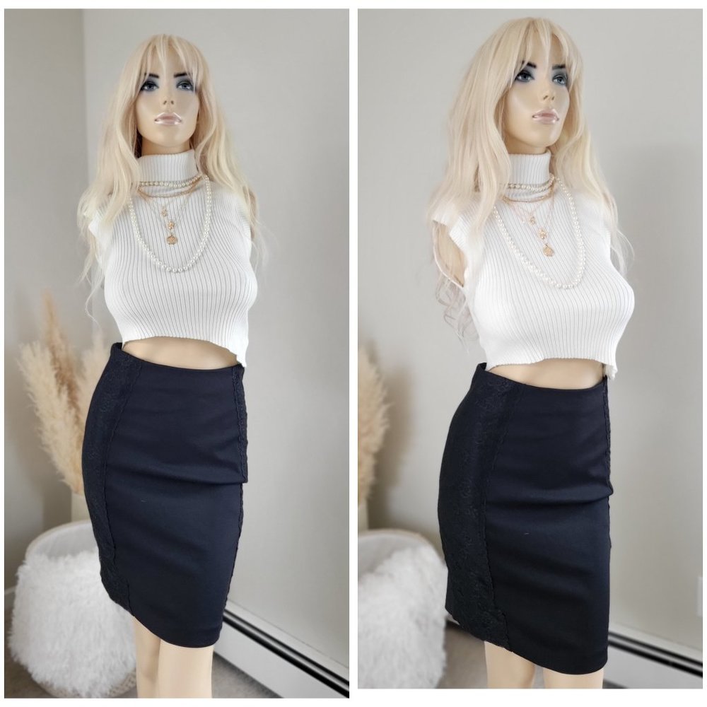 Black lace retro wiggle bodycon stretchy pencil skirt by jacob